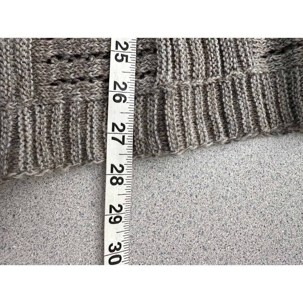 American Boutique OS Knitted Poncho Sweater Gray Ruffle Boxy Stretchy - Picture 10 of 10